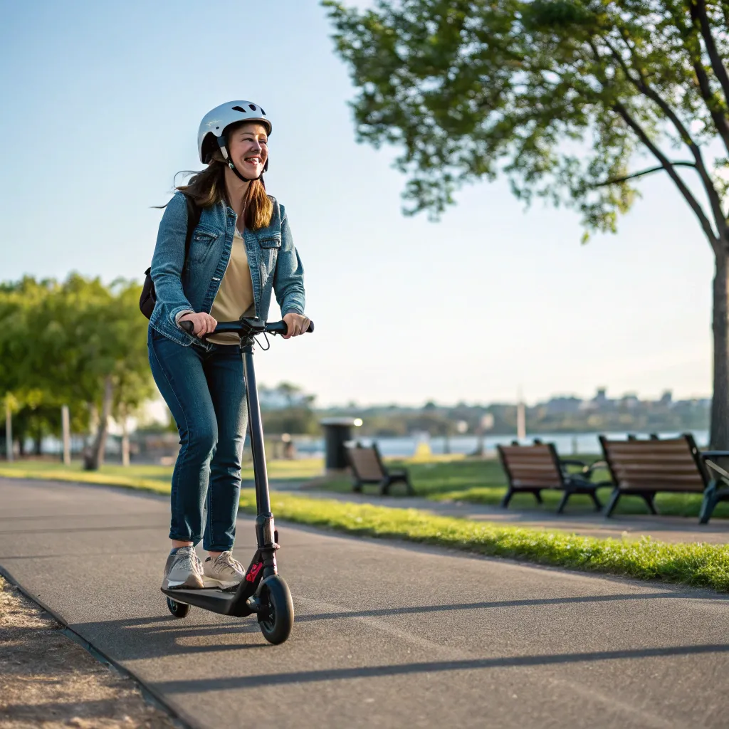 Sarah enjoying her scooter ride