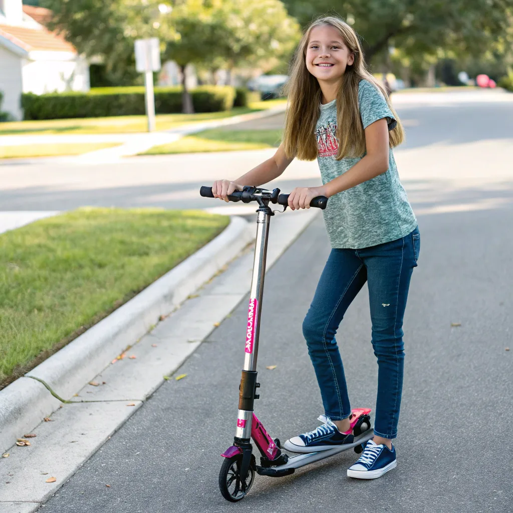 Emily posing with her new scooter