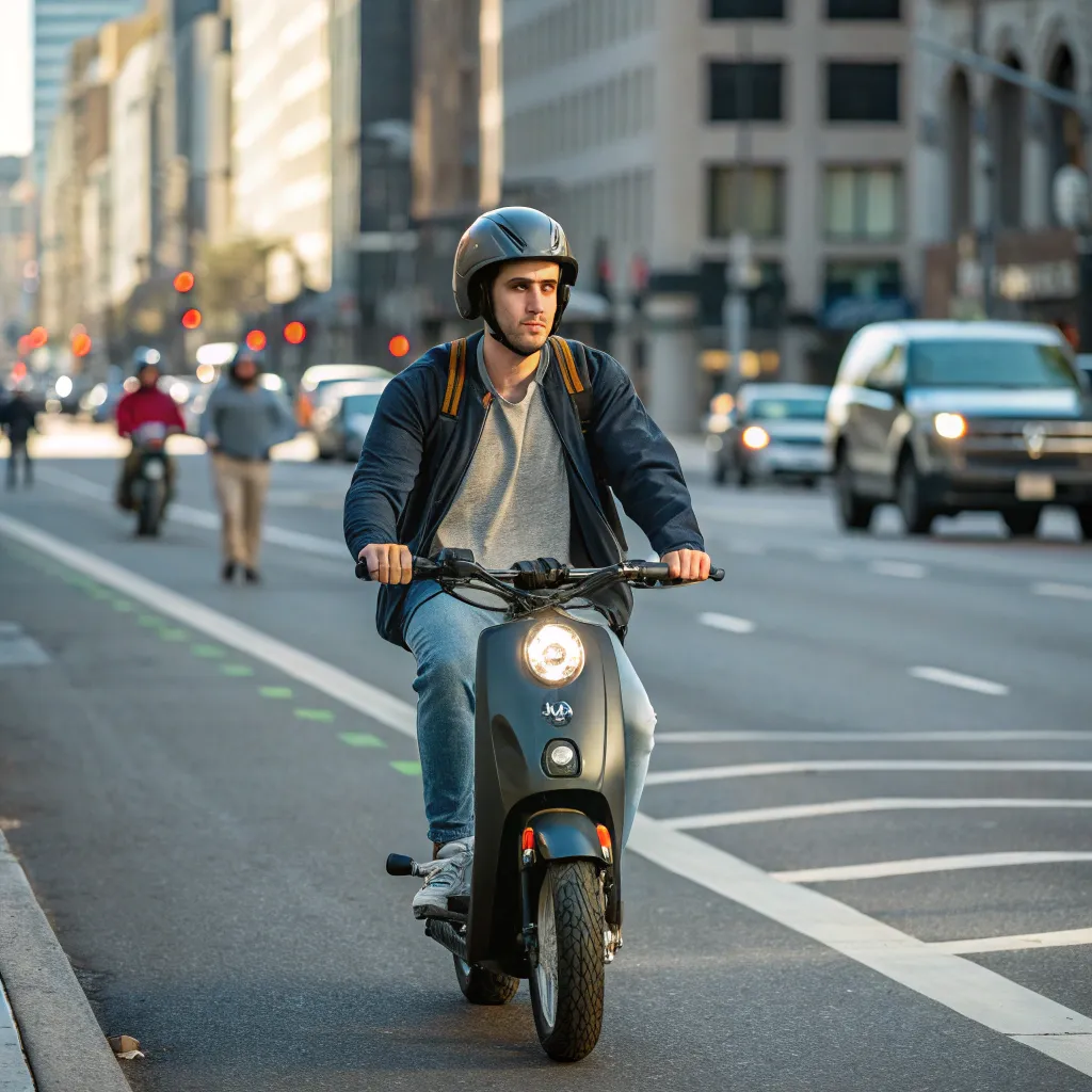 Alex commuting on his scooter