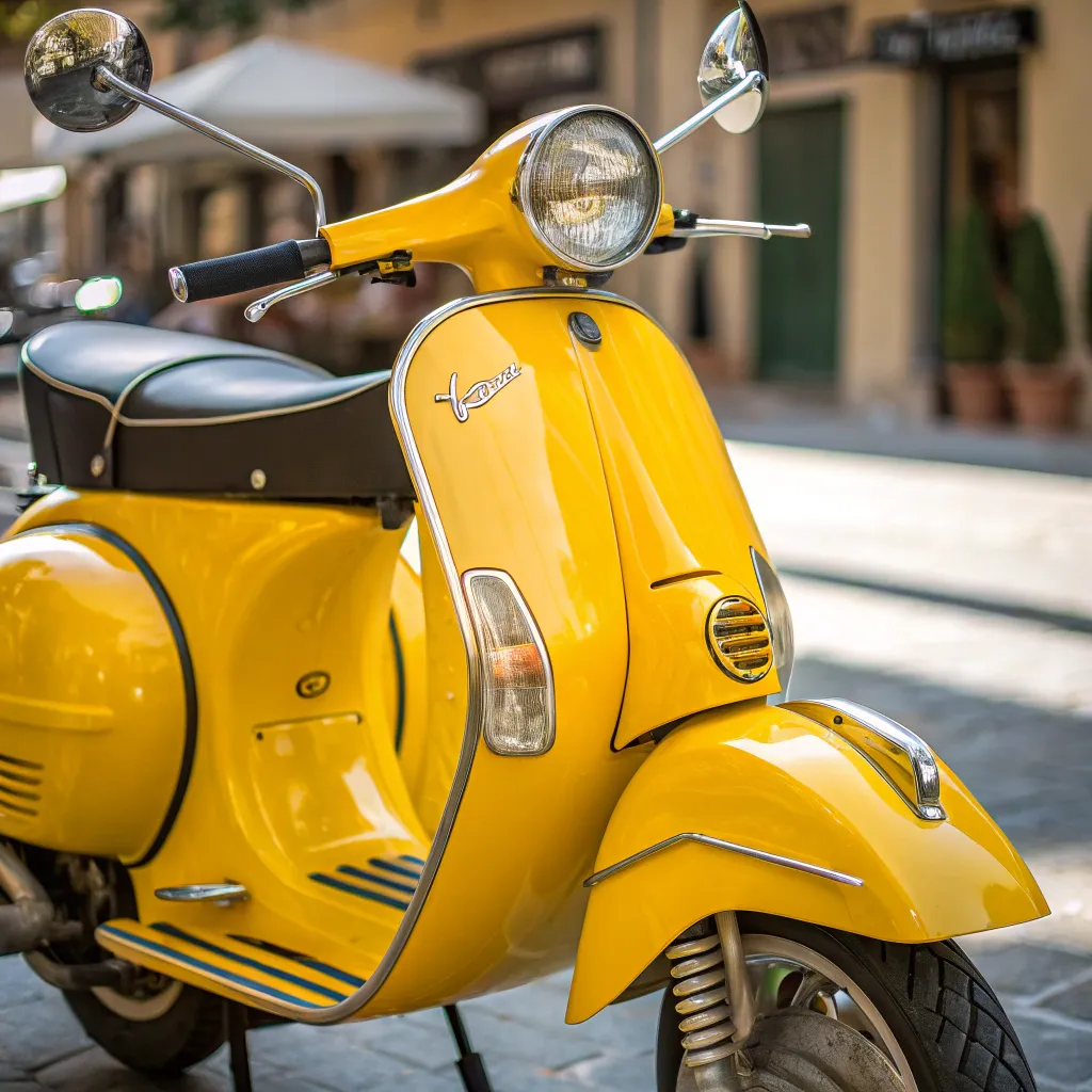 A vibrant yellow scooter